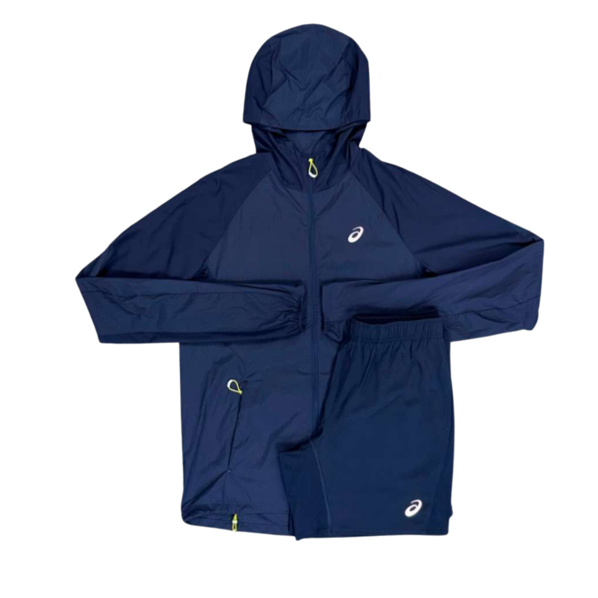 asics shorts and windrunner set - navy